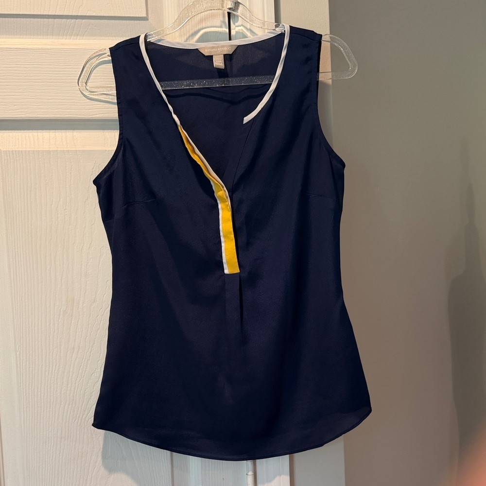 Banana Republic Navy Camisole with Yellow & White Trim